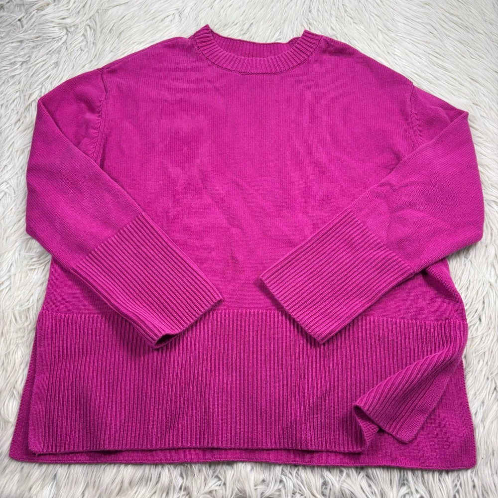 Gap Women's L Pink 100% Cotton Split Side Hem Tunic Sweater Crew Neck